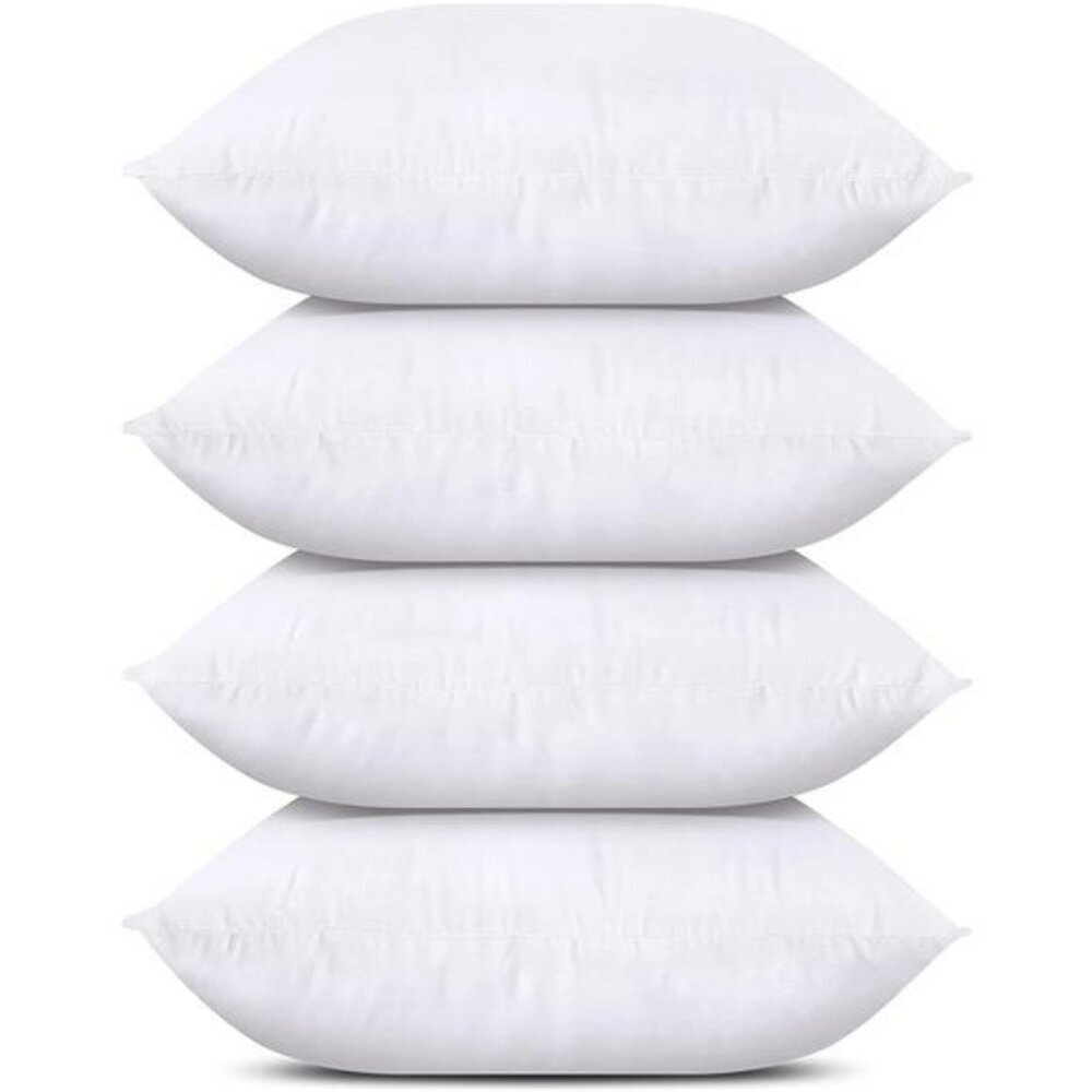 Set of 4 White Throw Pillow Inserts 18x18 for Couch Sofa Bed Decorative Use
